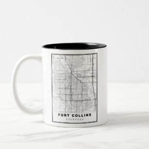 Fort Collins Map Two-Tone Coffee Mug