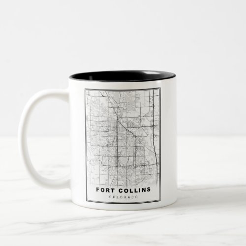 Fort Collins Map Two_Tone Coffee Mug