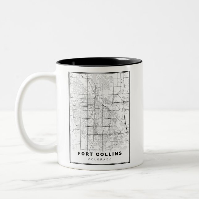 Fort Collins Map Two-Tone Coffee Mug (Left)