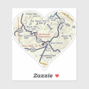 Fort Davis TX Retro Map Sticker