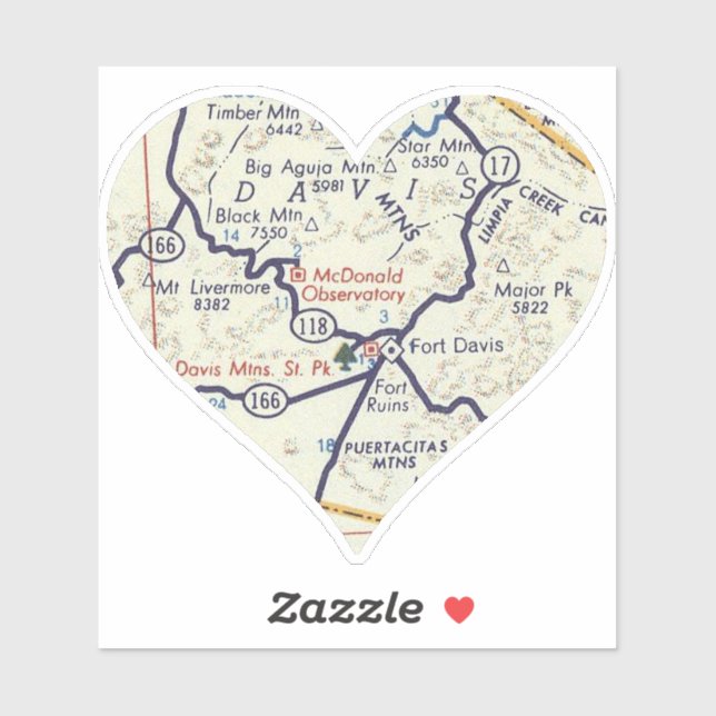 Fort Davis TX Retro Map Sticker (Sheet)