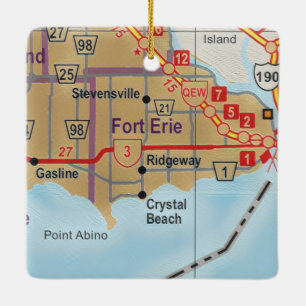 Fort Erie Ontario Map Ceramic Ornament