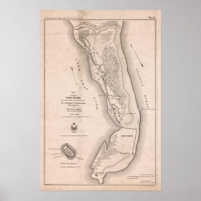Fort Fisher Civil War Map Poster (Front)