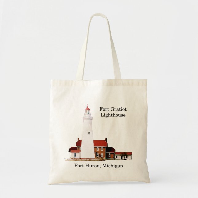 Fort Gratiot Lighthouse cut out tote bag (Front)
