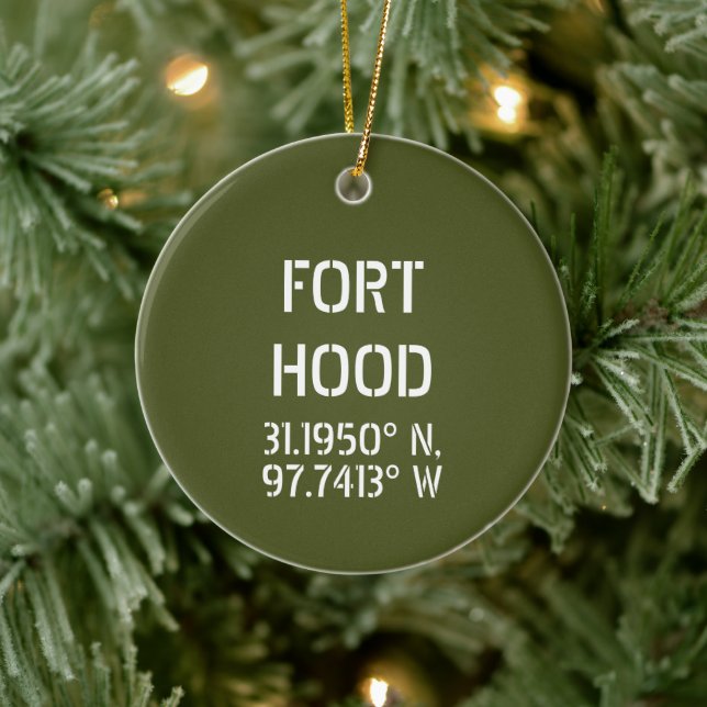 Fort Hood Latitude Longitude Personalized   Ceramic Ornament (Tree)