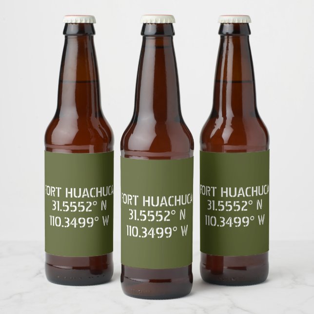 Fort Huachuca Latitude Longitude  Beer Bottle Label (Bottles)