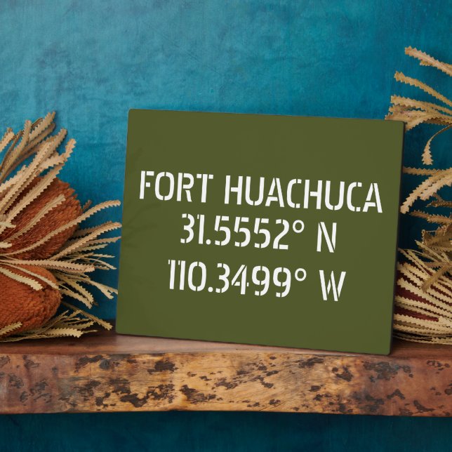 Fort Huachuca Latitude Longitude Tabletop Plaque (Side)