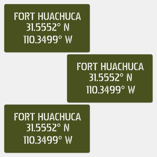 Fort Huachuca Latitude Longitude Waterproof Labels