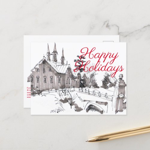 Fort Hunter Barn Sketch 130601 Holiday Postcard