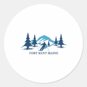 Fort Kent Maine Ski Resort Skiing Skier Classic Round Sticker