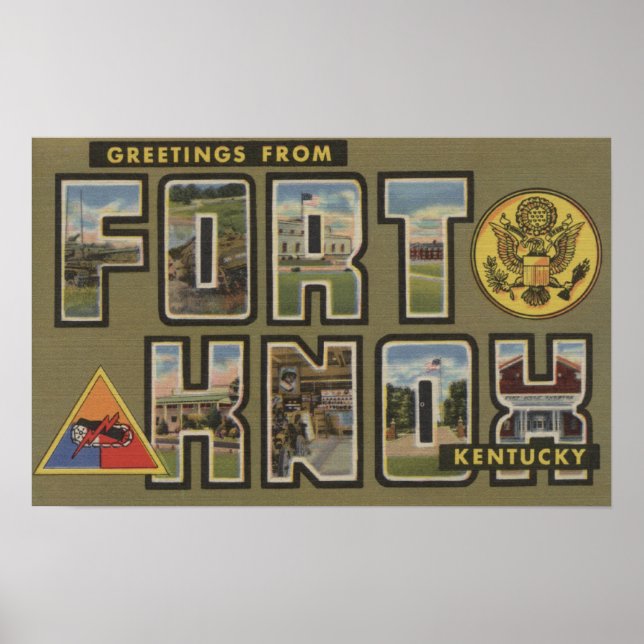 Fort Knox, Kentucky - Large Letter Scenes Poster (Front)