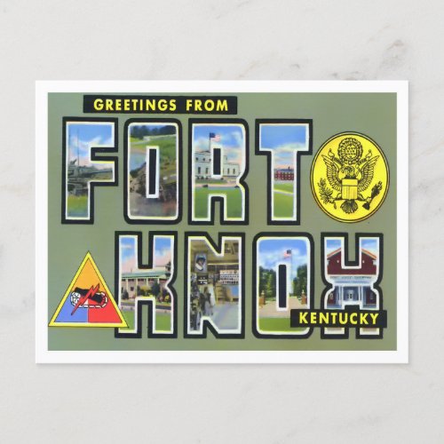 Fort Knox Kentucky Vintage Big Letters Postcard