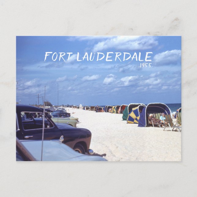 Fort Lauderdale Beach Cabanas Retro Travel Image Postcard (Front)
