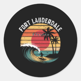 Fort Lauderdale Beach Florida Beach Surfing Classic Round Sticker