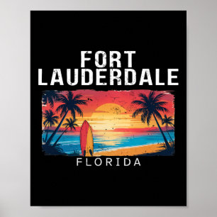 Fort Lauderdale Beach Florida Men Women Surfing _1 Poster