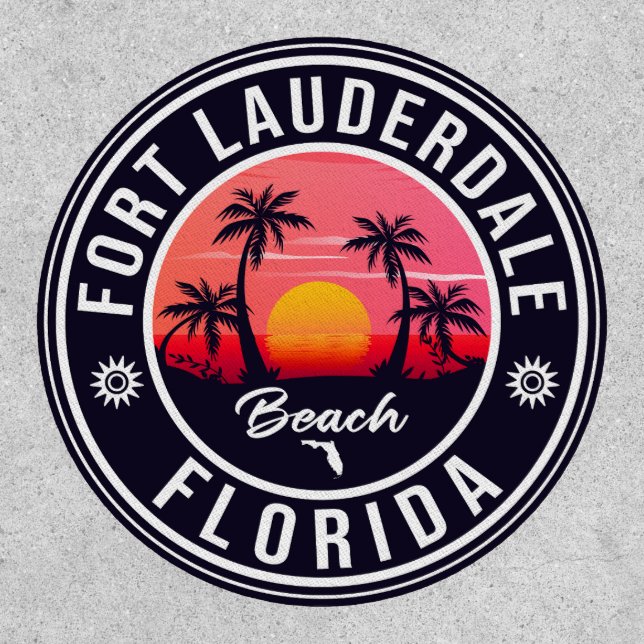 Fort Lauderdale Beach Florida Retro Sunset 60s Patch (Front)