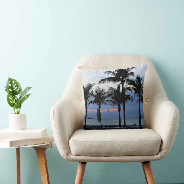 Fort Lauderdale Beach, Florida Throw Pillow (Chair)