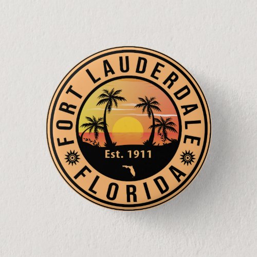Fort Lauderdale Florida Beach Retro Sunset 60s Button