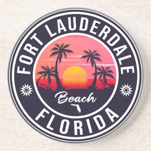 Fort Lauderdale Florida Beach Retro Tropical 60s Coaster
