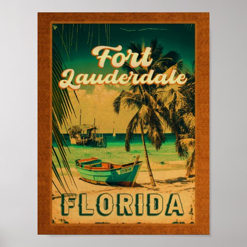 Fort Lauderdale Florida Beach Retro Tropical 60s Poster