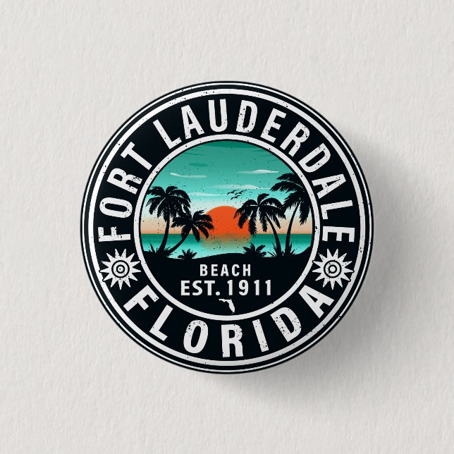 Fort Lauderdale Florida Beach Tropical Souvenirs Button (Front)