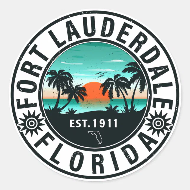 Fort Lauderdale Florida Beach Tropical Souvenirs Classic Round Sticker