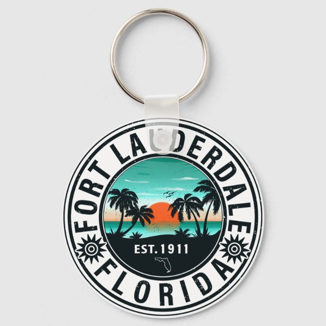 Fort Lauderdale Florida Beach Tropical Souvenirs Keychain (Front)