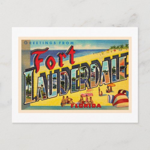 Fort Lauderdale Florida FL Large Letter Postcard