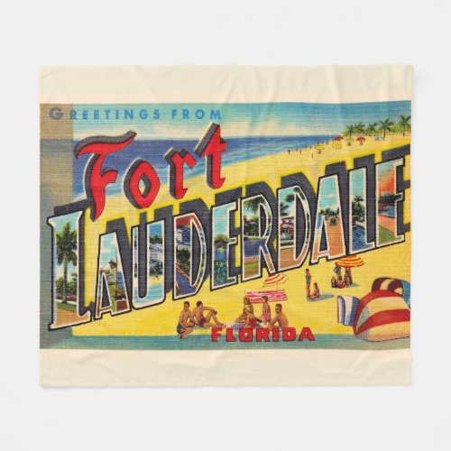 Fort Lauderdale Florida FL Large Letter Postcard Fleece Blanket