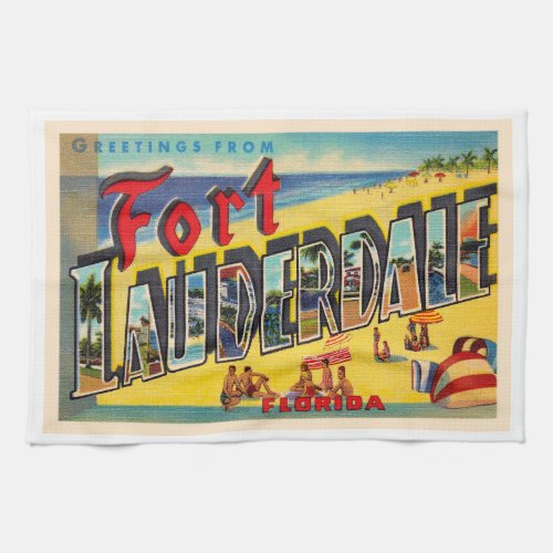 Fort Lauderdale Florida FL Large Letter Postcard Kitchen Towel