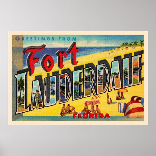 Fort Lauderdale Florida FL Large Letter Postcard Poster