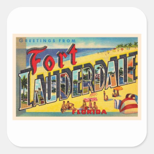 Fort Lauderdale Florida FL Large Letter Postcard Square Sticker