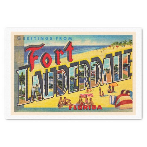Fort Lauderdale Florida FL Large Letter Postcard Tissue Paper
