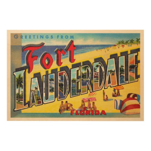 Fort Lauderdale Florida FL Large Letter Postcard Wood Wall Art
