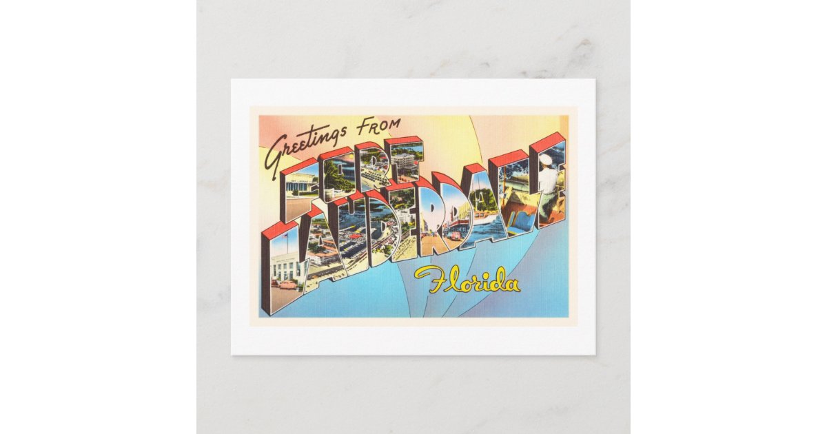 Fort Lauderdale Florida FL Vintage Travel Souvenir Postcard Zazzle