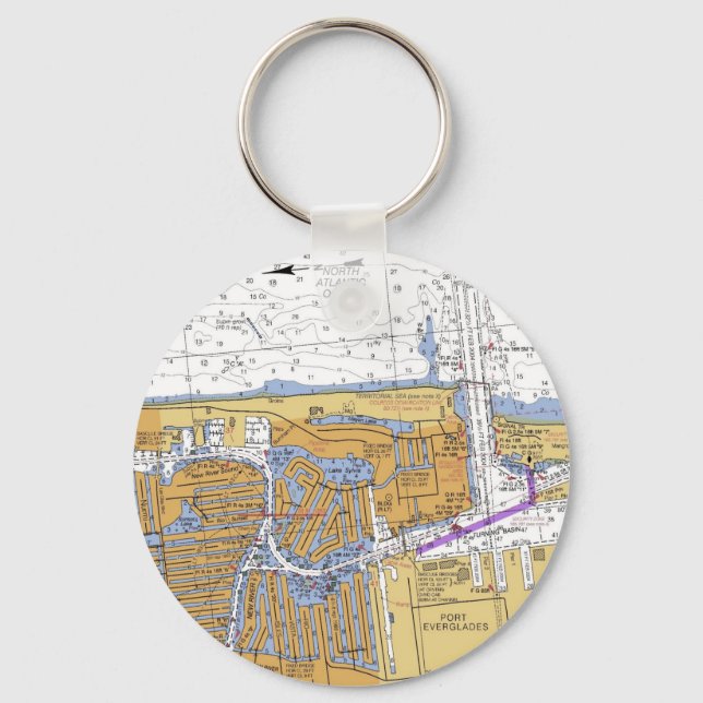 Fort Lauderdale, Florida Nautical Chart Keychain (Front)