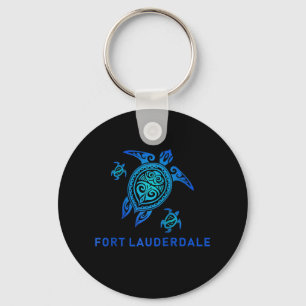 Fort Lauderdale Florida Sea Blue Tribal Turtle Keychain