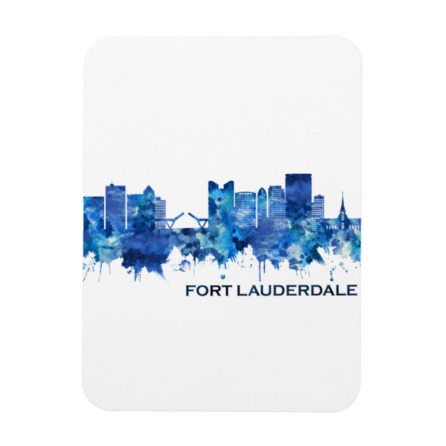 Fort Lauderdale Florida Skyline Blue Magnet (Vertical)
