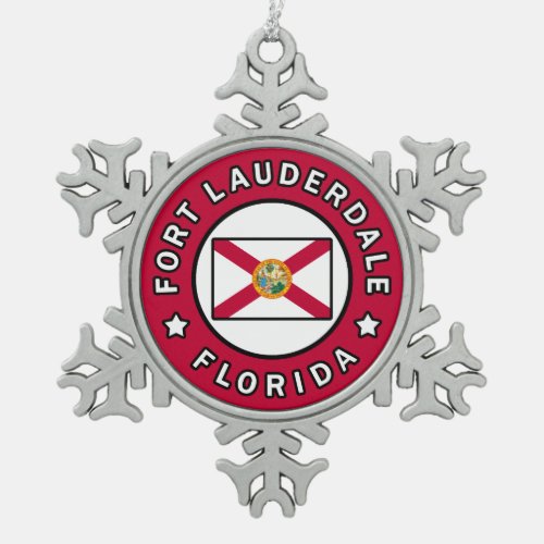 Fort Lauderdale Florida Snowflake Pewter Christmas Ornament