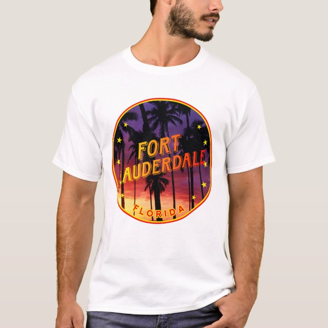 Fort Lauderdale, Florida Sunset, Palmtrees T-Shirt (Front)