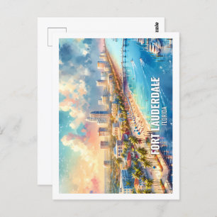 Fort Lauderdale Florida US Famous Place watercolor Postcard
