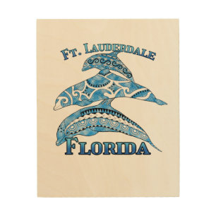 Fort Lauderdale Florida Vacation Tribal Dolphins Wood Wall Art