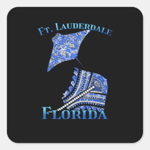 Fort Lauderdale Florida Vacation Tribal Stingray Square Sticker
