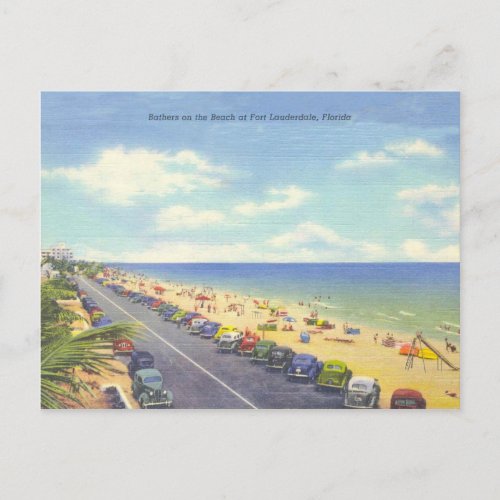 Fort Lauderdale Florida vintage beach scene Postcard