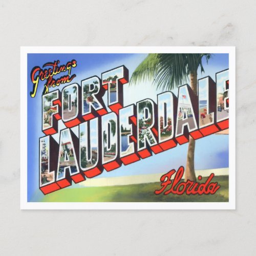 Fort Lauderdale Florida Vintage Big Letters Postcard