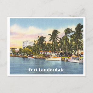 Fort Lauderdale Florida Vintage View from River Postcard