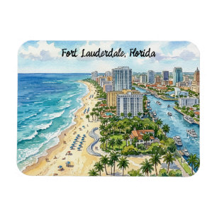 Fort Lauderdale Florida Watercolor Illustration Magnet