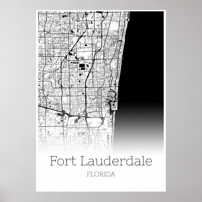 Fort Lauderdale Map - Florida - City Map Poster (Front)