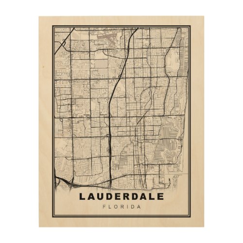 Fort Lauderdale Map Wood Wall Art