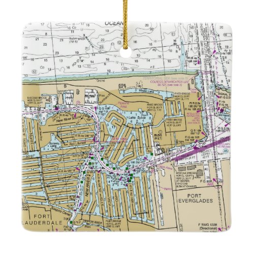 Fort Lauderdale Nautical Chart Ceramic Ornament